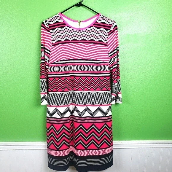 Eliza J pink abstract geometric design short dress size 8 - Picture 1 of 10